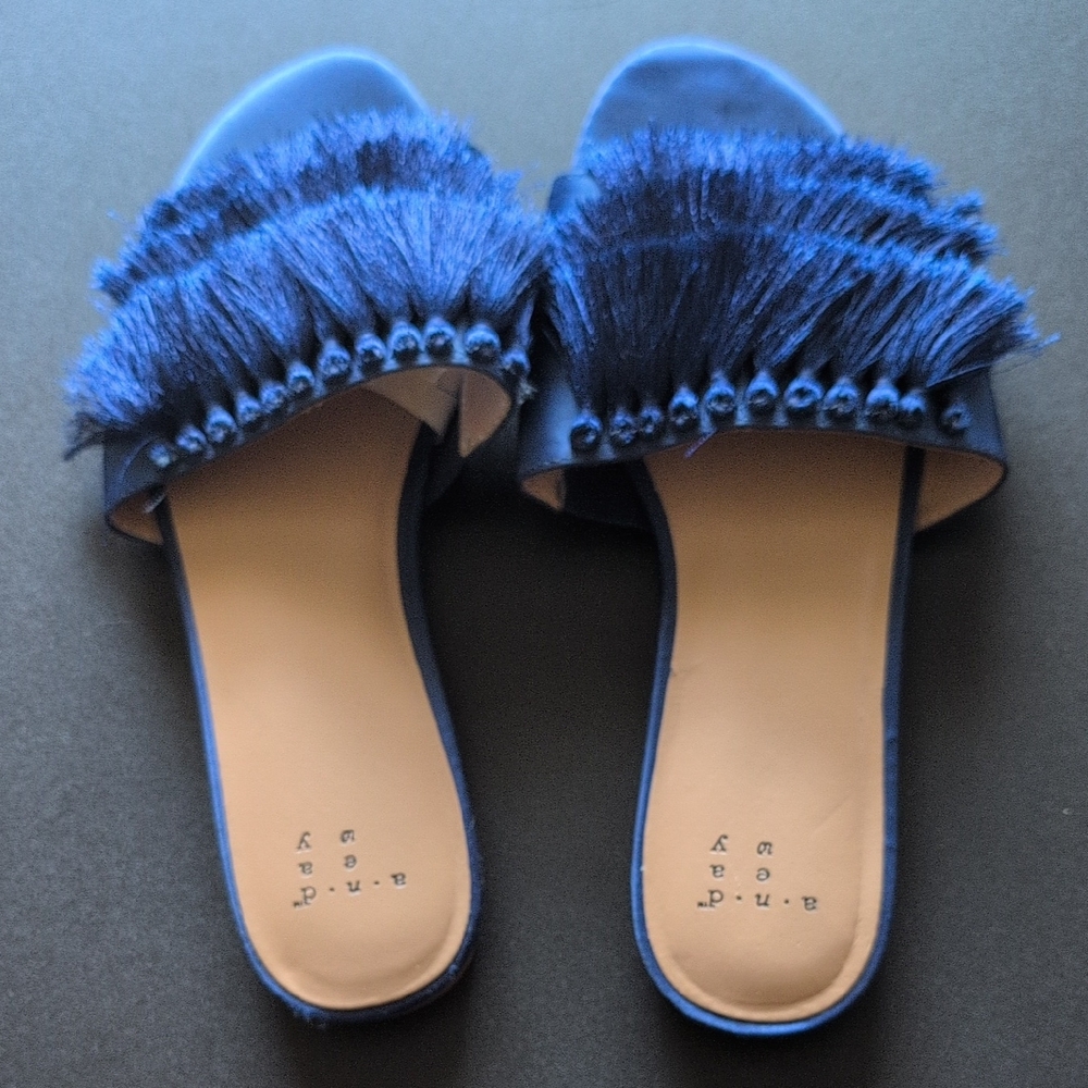 a new day Navy Fringe Slide Sandals